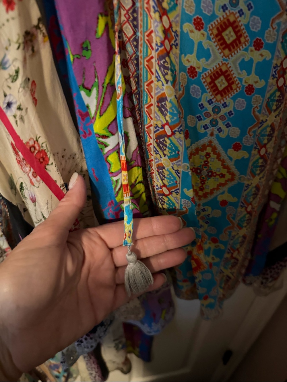 Johnny Was Multicolor Floral Boho Blouse and Skirt Set - Turquoise, Purple - Picture 10 of 10